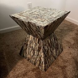 16 in. Gray Handmade Hourglass Shaped Medium Square End Accent Table