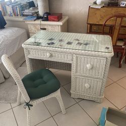 Wicker Desk With Matching Chair