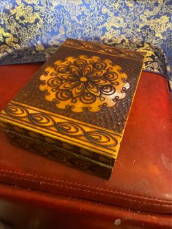 Vintage Wood Burned Mirror Box