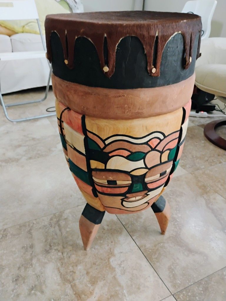 Handmade And Painted Drum From South Africa