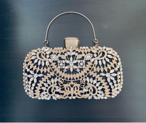 Stunning jeweled Sofie flower crystal evening clutch with changeable straps