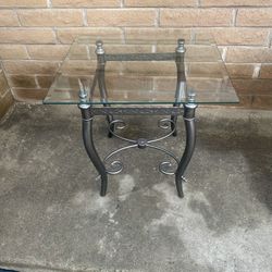 Metal Base With Glass Top Indoor Or Outdoor Table 