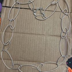  Silver toned long bubble necklace