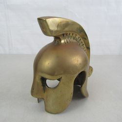 Vintage Solid Brass Trojan Spartan Gladiator Helmet 8 3/8" Tall


