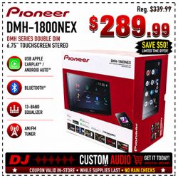 Pioneer DMH Series DMH-1800NEX Double Din Stereo Apple CarPlay Android Auto Bluetooth 🚨 Payment Options Available 🚨 No Credit Needed 🚨