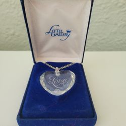 Hallmark Little Gallery Crystal Heart Love Pendant & Chain Silver tone Necklace