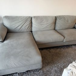 Light Grey Velvet Sectional Sofa with Chaise