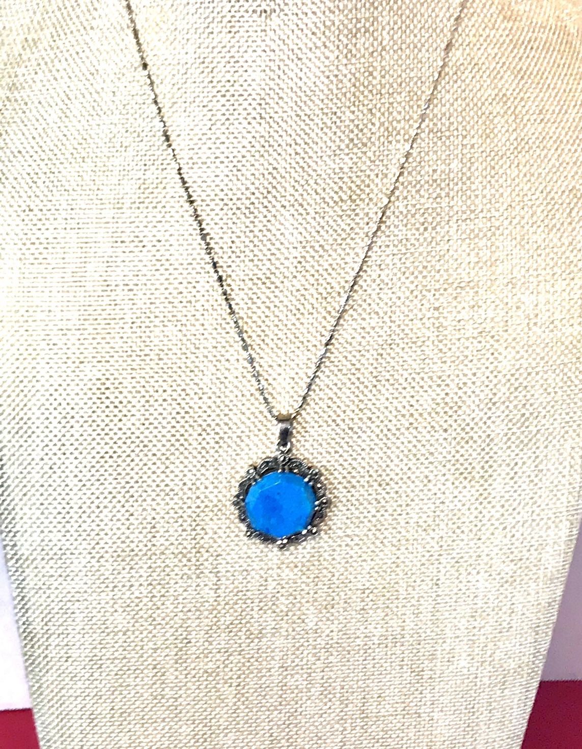 Sterling Turquoise Marcasite Necklace