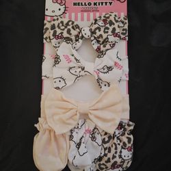 6-Set Hello Kitty Lepord Mittens And Headbands - New