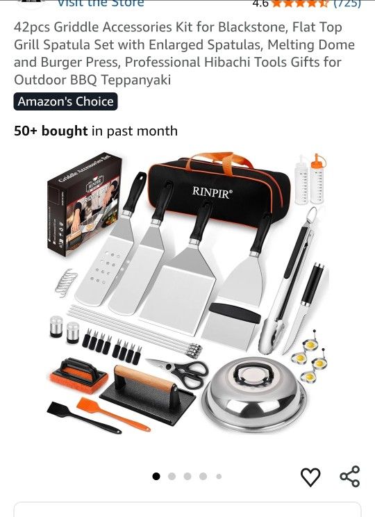 42pcs Griddle Accessories Kit for Blackstone, Flat Top Grill Spatula Set with Enlarged Spatulas, Melting Dome and Burger Press, Professional Hibachi T