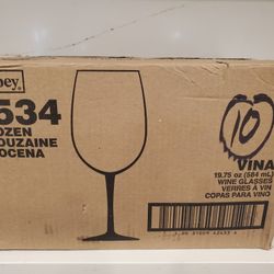 NEW NIB Libbey 7534 19 3/4 oz Vina Wine Glass Glasses Clear Finedge Rim Lot of 10 Restaurant Bar