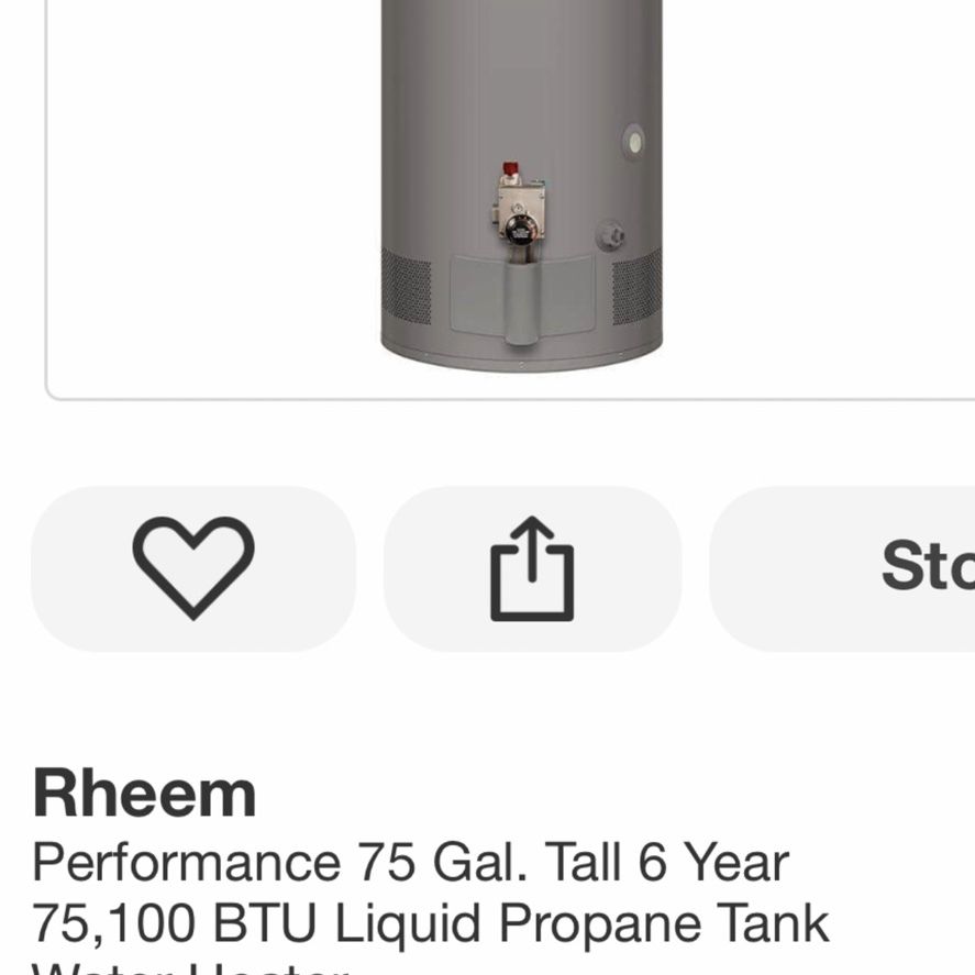 Rheem Performance 75 Gal. Tall 6 Year 75,100 BTU Liquid Propane Tank Water  Heater (907) for Sale in Austell, GA - OfferUp
