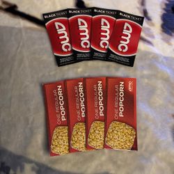 AMC Black Tickets With Popcorn Tickets 
