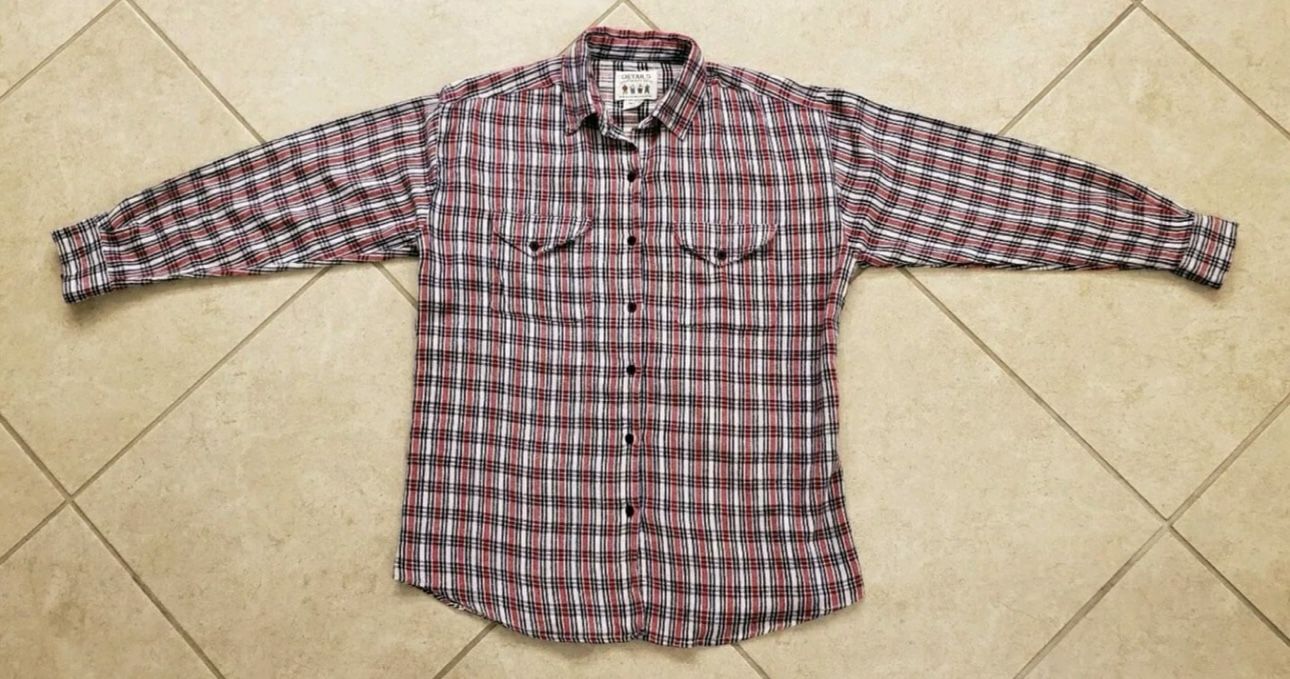 Men's Details Plaid Button Front Shirt Size S