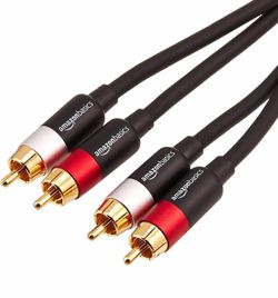 Amazon Basics 2 RCA Audio Cable for Amplifier, Active Speakers, Subwoofer or Hi-Fi System with Gold-Plated Plugs, 8 Feet, Black