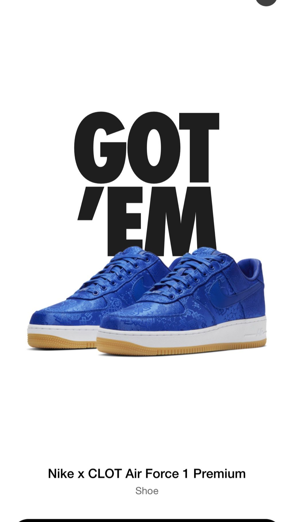 Nike Air Force 1 Clot Blue Silk (Size 8 ) 100% Authentic