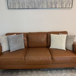 Brown Faux Leather Sofa/Couch