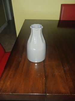White Ceramic Vase with Scalloped Rim