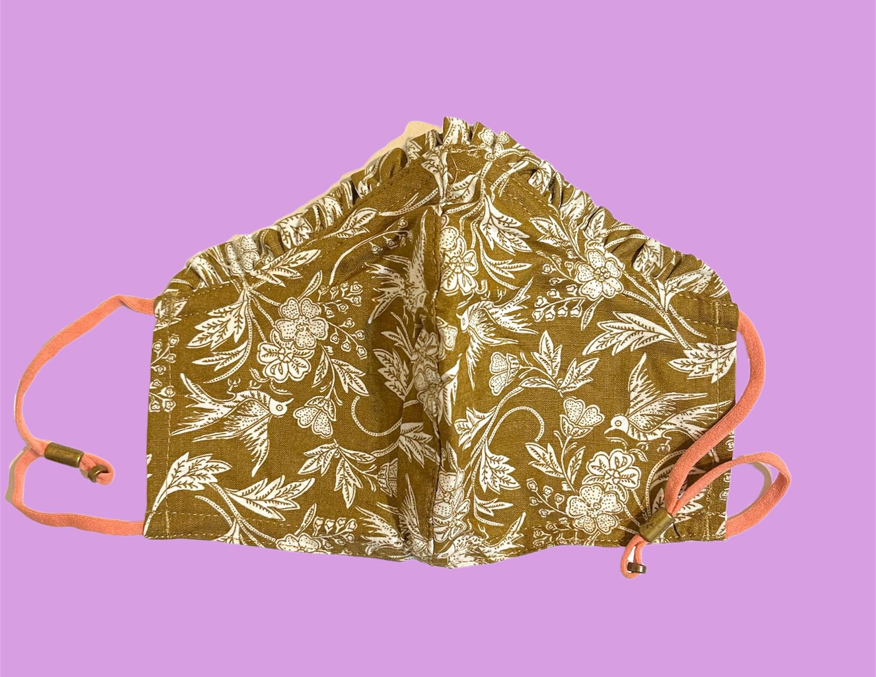 Square Ruffle R Entry Masks Women's Ruffle Trim Floral Print Face Mask w/ Hair Twister pack of 10 ...