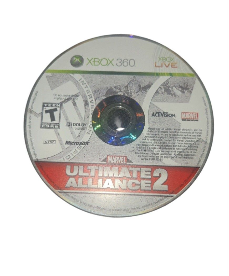 Marvel Ultimate Alliance 2 For Xbox 360 Loose Good Condition