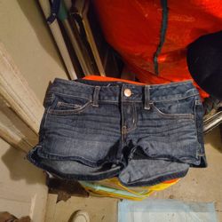 Women's American Eagle Outfitters Dark Blue Denim Jeans Shorts Size: 2