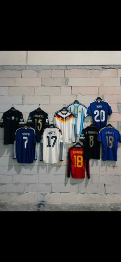 A large number of jerseys in stock