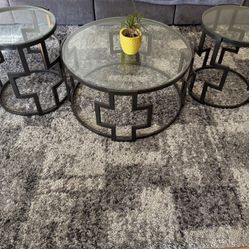 3 Set Of Coffee Table And Shaggy rug 
