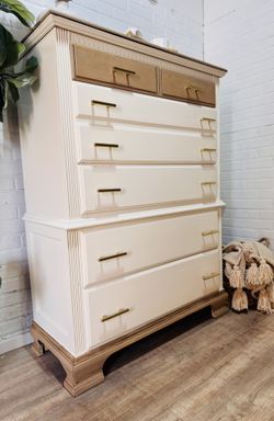 Vintage Solid Wood High Quality Dresser Tallboy 5 Drawer