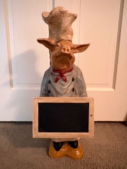 Chef Pig Figurine with Chalkboard Sign