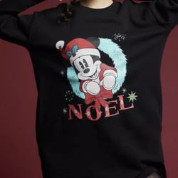 Disney Mickey Mouse Women’s Holiday Noel Sweatshirt Long sleeve Dress Size Medium And Large Available 