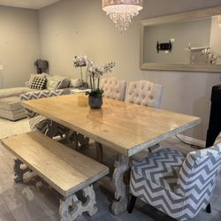 Wooden Dining Room Table And Bench