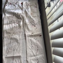 TRUE RELIGION White Jeans with Paint Splatter Detail