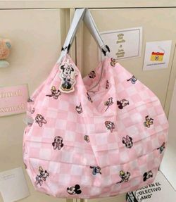 Disney Mickey Minnie Reusable Shupatto- Style Zippered Shopping Bag