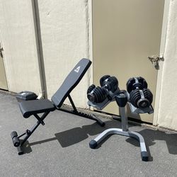 Ajustable Dumbbells And Weight Bench 