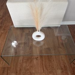 Clear Glass Waterfall Coffee Table – Modern Minimalist
