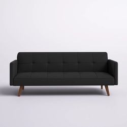 Wayfair Full / Double 70.5'' Upholstered Tufted Convertible Sofa Couch (Futon) in Black
