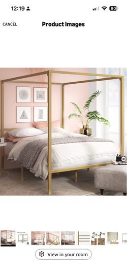 Gold Canopy Bed w/ Mattress
