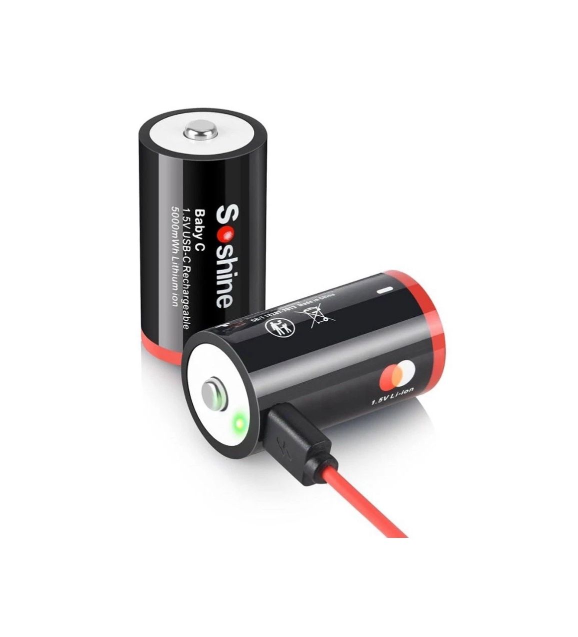 Rechargeable 2 - Pack C Batteries 1.5v Lithium C Size Battery For Flashlight