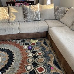 Sectional Cloth Sofa With Decorative Pillows