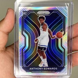 Anthony Edwards Silver Prizm Rookie Card