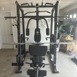 Vesta Fitness Smith Machine 1001 w/Bench Attachment | 245lb Cast Iron Olympic Weights | 7ft Olympic Bar | Fitness | Gym Equipment | FREE DELIVERY 🚚 