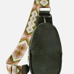 KlaOYer Sling Leather Bags For Women Crossbody Small Fanny Pack Green 