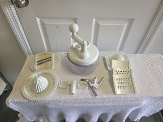 Manual Food Processor with Grater and Juicer Attachments