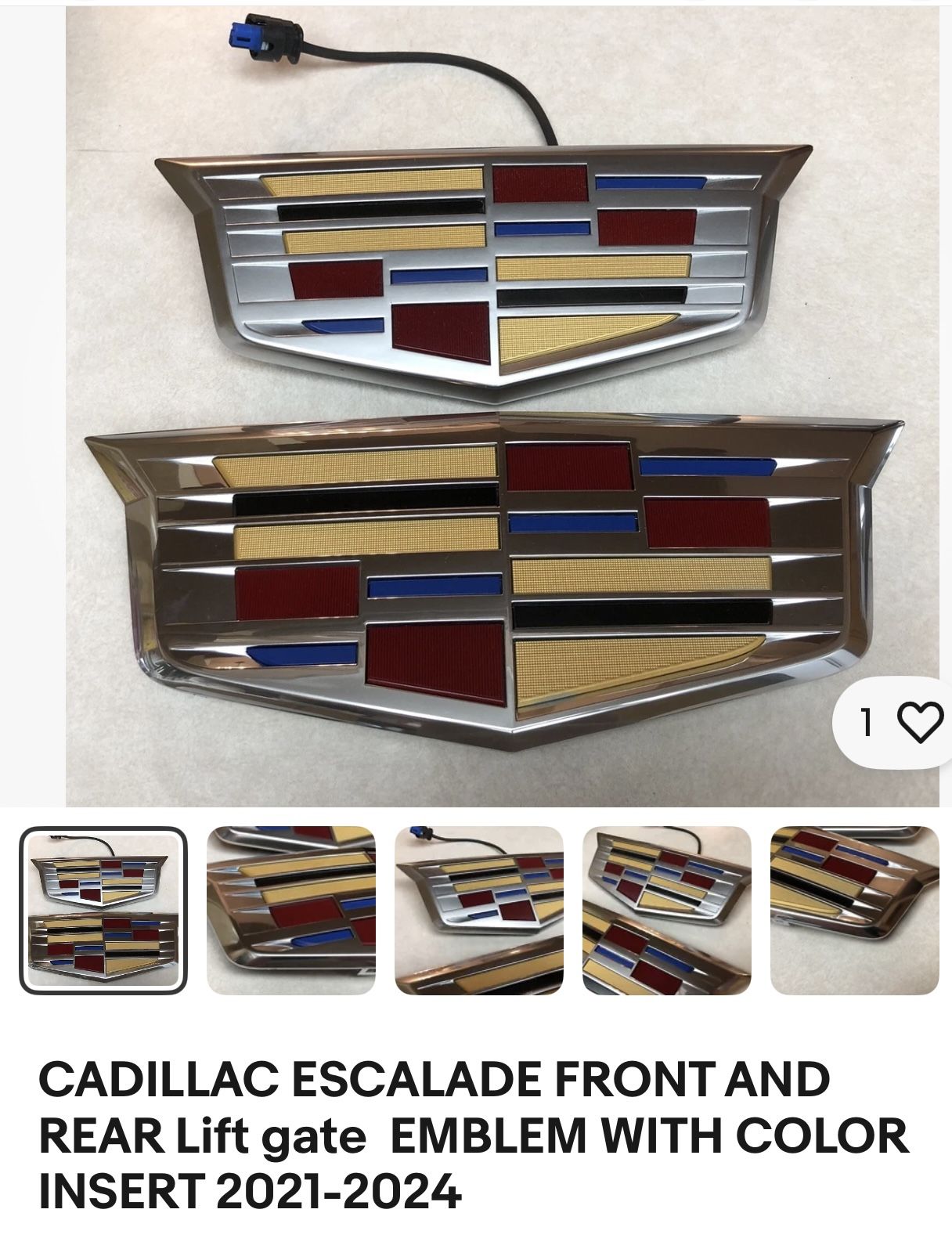 CADILLAC ESCALADE FRONT AND REAR Lift gate EMBLEM WITH COLOR INSERT 2021-2024