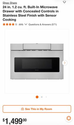 Shop Sharp 24 in. 1.2 cu. ft. Built-In Microwave Drawer with Concealed Controls in Stainless Steel Finish with Sensor Cooking