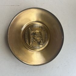 Vintage bronze glass overlay grizzly bear plaque or dish, Yellowstone National Park