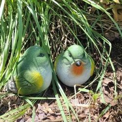 1/$12 Cement Bird Garden Rocks Red Cardinal Blue Green or Yellow Finch