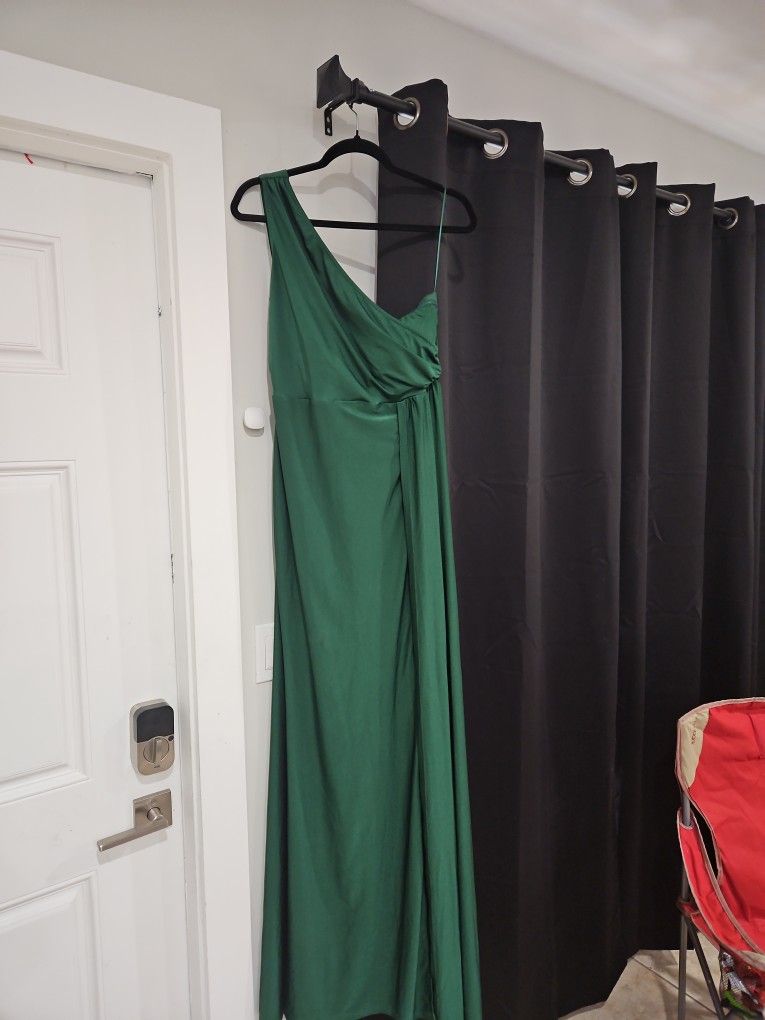 Green Dress One Shoulder XL