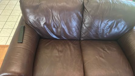 Brown leather couches