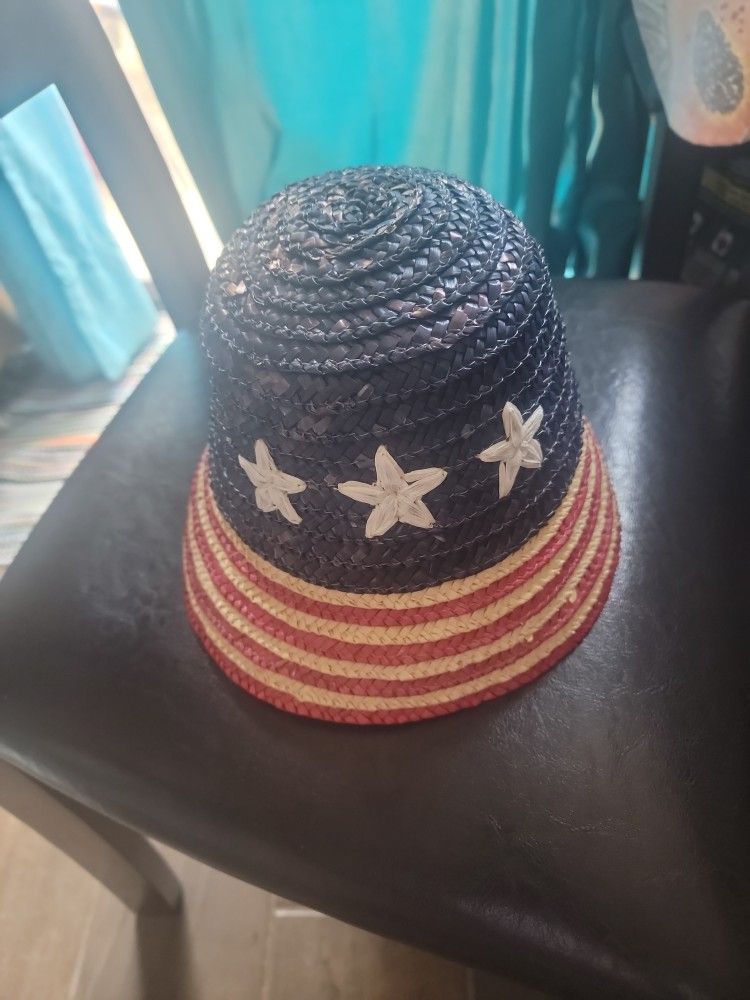 Patriot Blue Red And White Colored Straw Hat